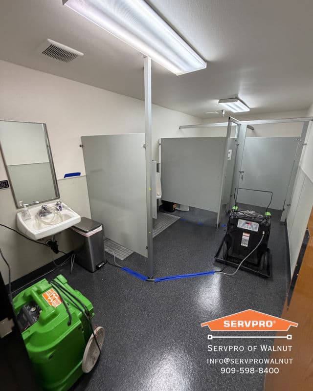 Overflow Emergency in Commercial Restroom Managed by SERVPRO of Walnut image